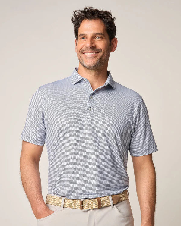 Johnnie-O Nadal Printed Jersey Performance Polo: Heather Black