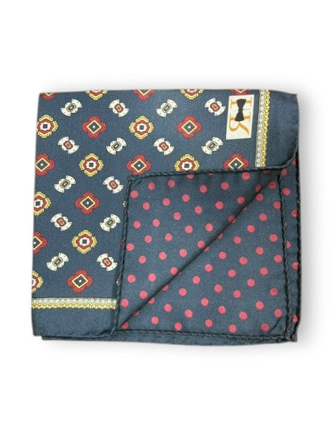 R. Hanauer Navy Sequoia Foulards Pocket Square