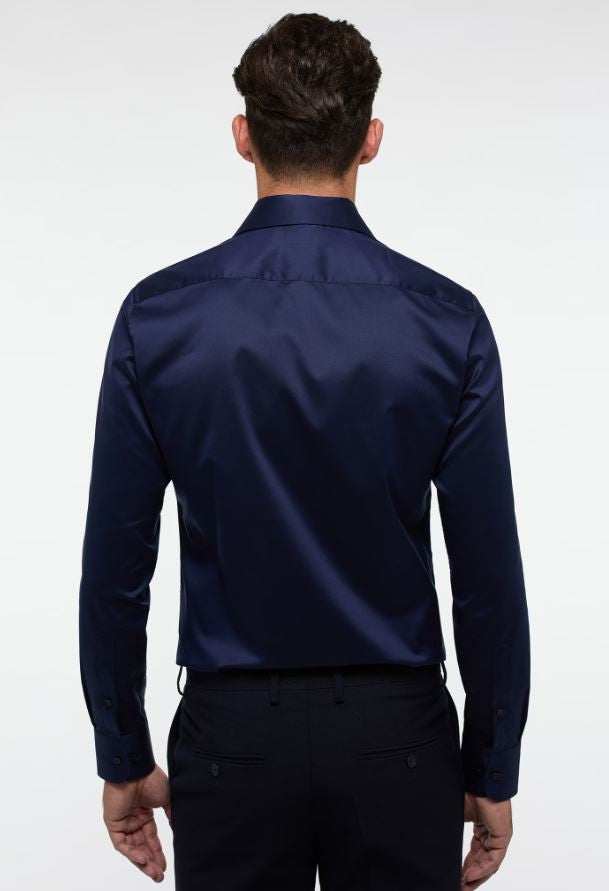 Eterna Slim Fit Luxury Shirt: Dark Blue