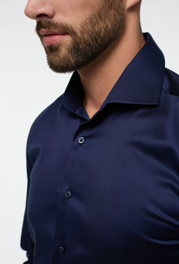 Eterna Slim Fit Luxury Shirt: Dark Blue