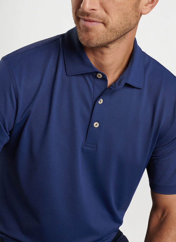 Peter Millar Solid Stretch Mesh Polo: Sport Navy