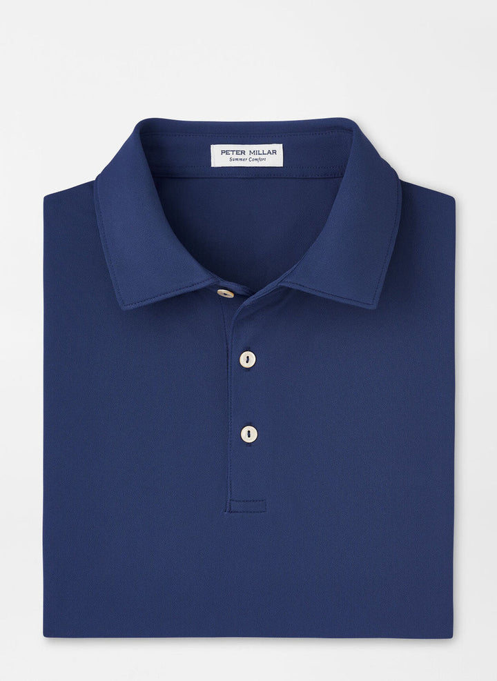 Peter Millar Solid Stretch Mesh Polo: Sport Navy