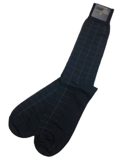 Brooks Brothers Merino Blend Windowpane Crew Sock: Navy