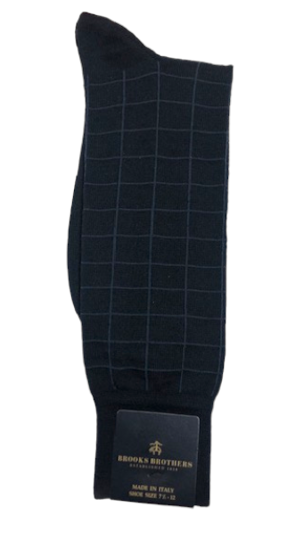 Brooks Brothers Merino Blend Windowpane Crew Sock: Navy