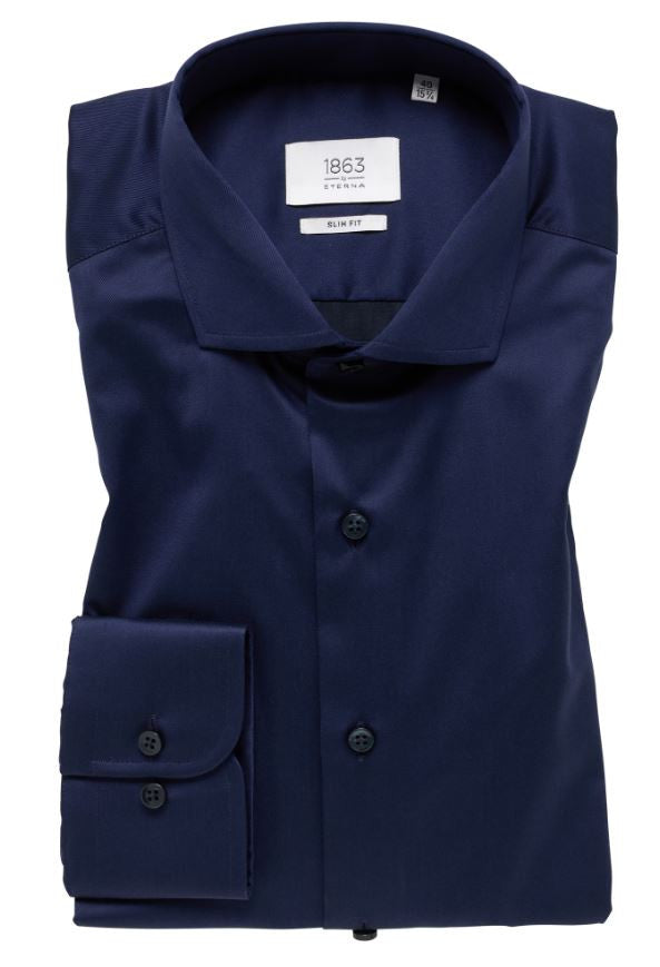 Eterna Slim Fit Luxury Shirt: Dark Blue