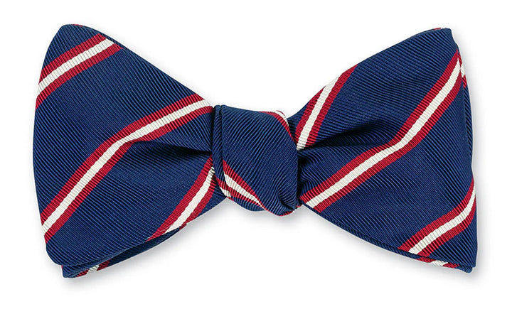 R. Hanauer Navy/Cardinal Queens Stripes Bow Tie