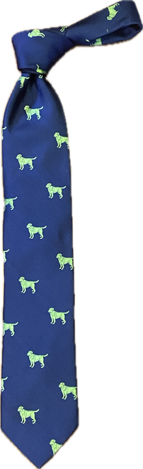 Seaward and Stearn Navy Tie With Neon Dogs