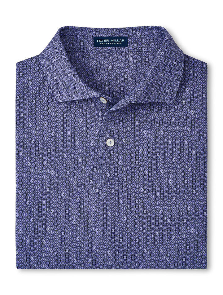 Peter Millar Crown Crafted Harmon Geo Performance Jersey Polo: Lavender Fog