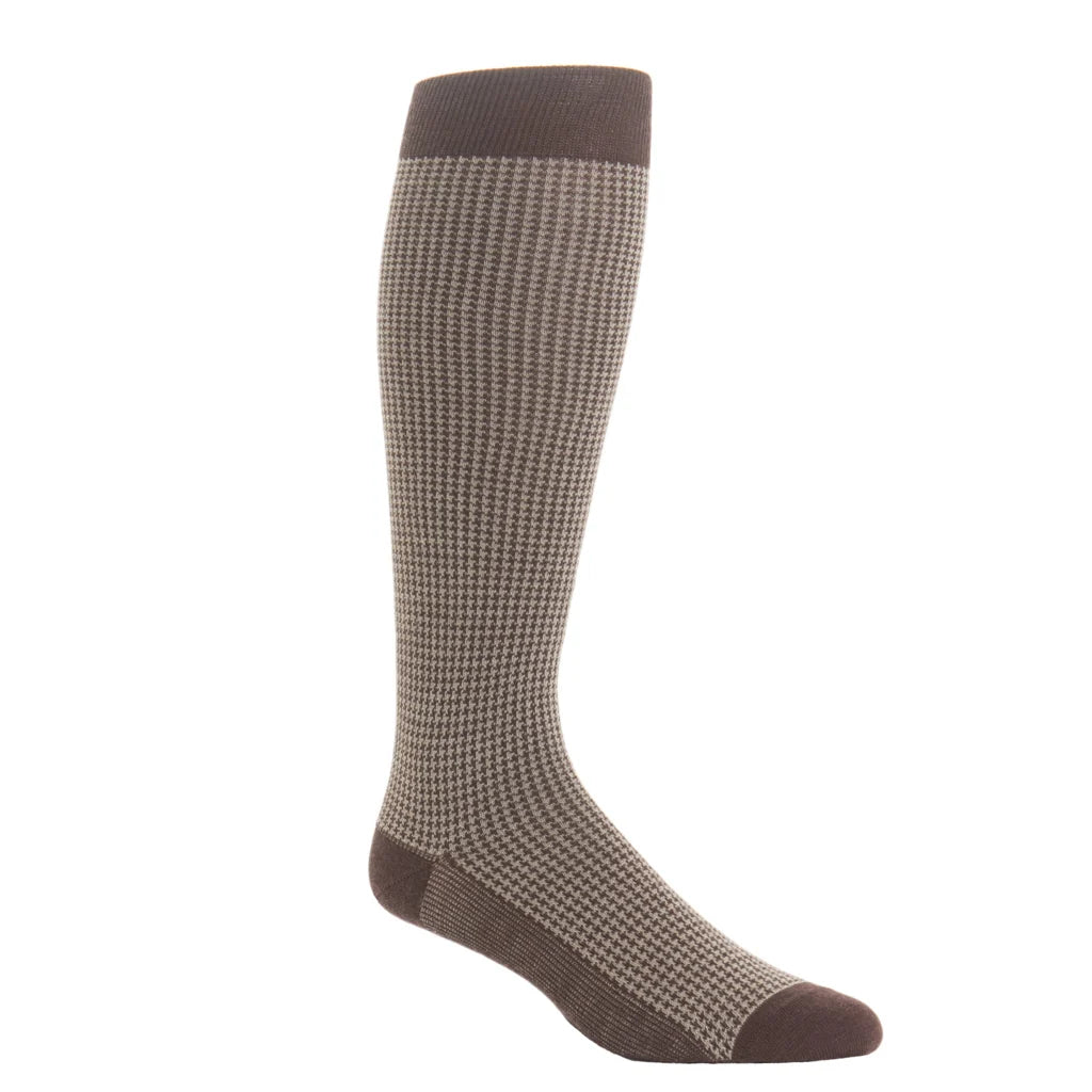 Dapper Classics Coffee and taupe Houndstooth Sock