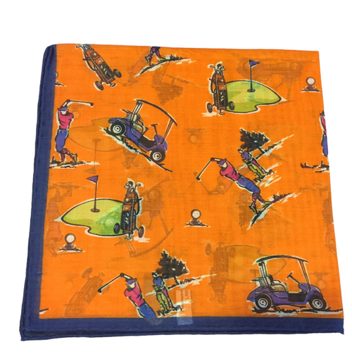 Seaward and Stearn Golf Course Print Pocket Square: Orange