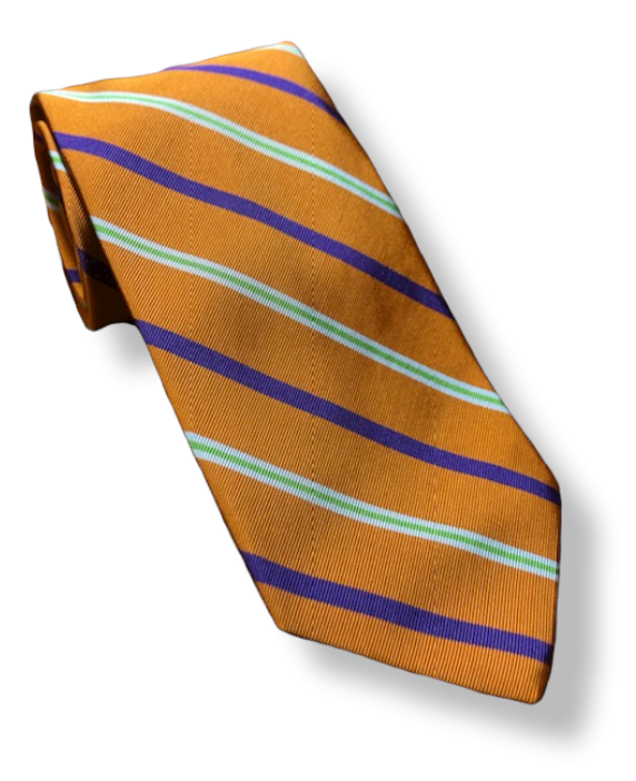 R. Hanauer Orange Hewlett Stripe Tie