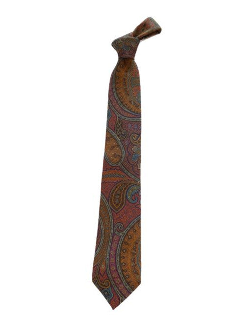 Robert Jensen Paisley Tie: Wine/Blue/Orange