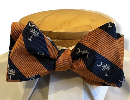 Craig Reagin Palmetto Woven Stripe Bowtie - Orange/Navy