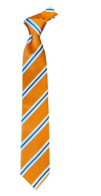 Seaward and Stearn Solid Orange Tie with Blue and White Stripe