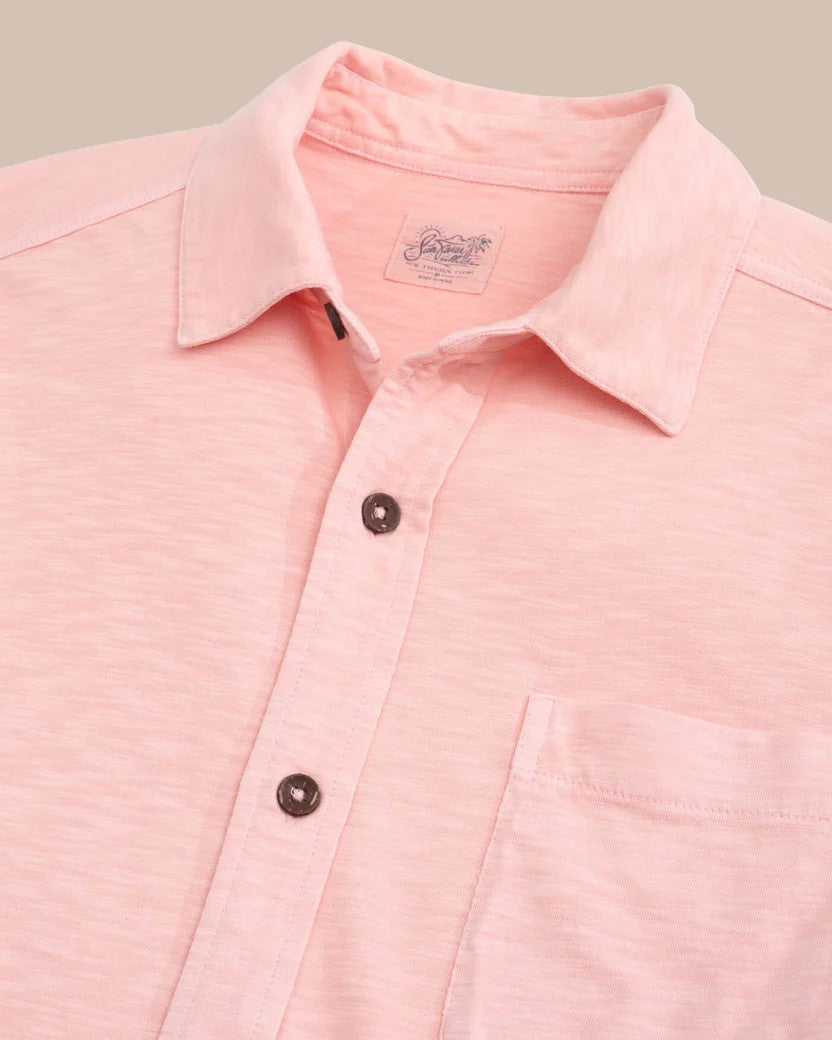 Southern Tide Beachcast Solid Knit Short Sleeve Sport Shirt - Pale Rosette Pink