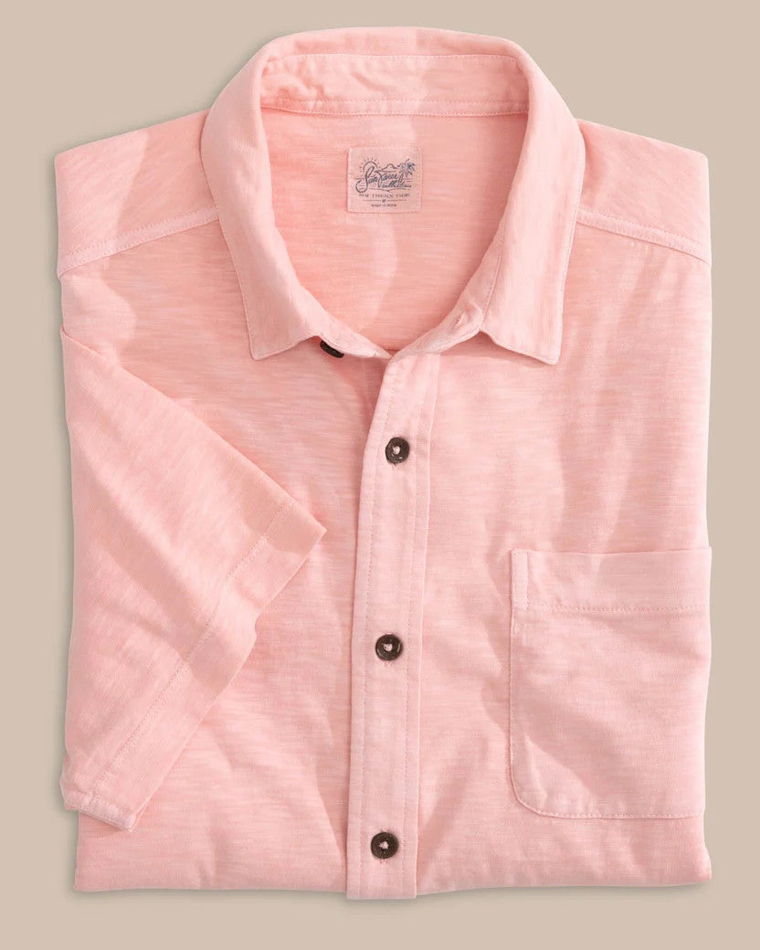 Southern Tide Beachcast Solid Knit Short Sleeve Sport Shirt - Pale Rosette Pink