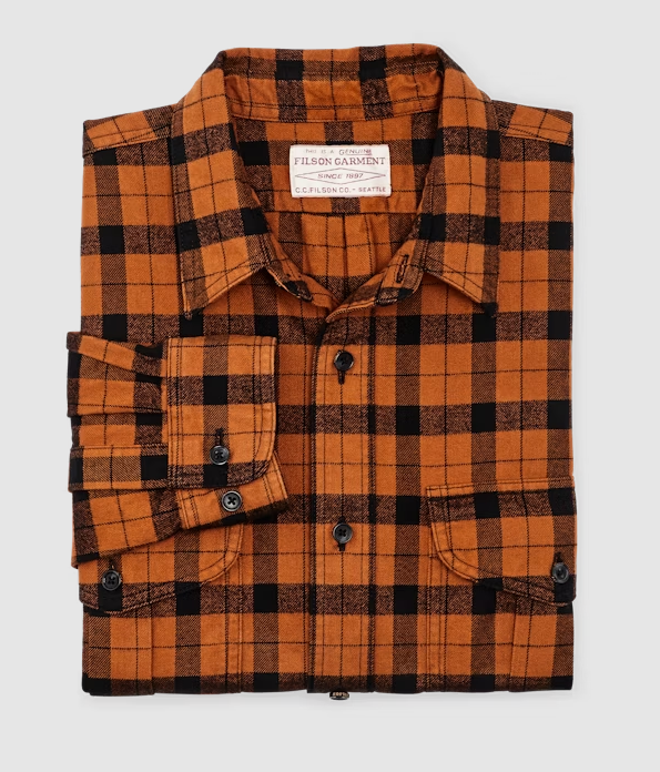 Filson Alaskan Guide Shirt: Pecan Black Plaid