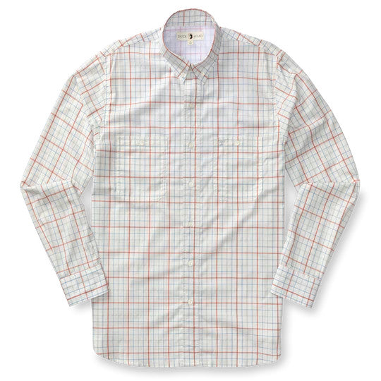Duckhead Performance Poplin Guide Shirt: Crawford Plaid - Faded Red