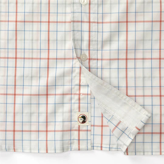 Duckhead Performance Poplin Guide Shirt: Crawford Plaid - Faded Red
