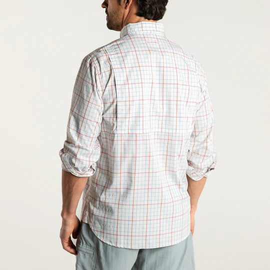 Duckhead Performance Poplin Guide Shirt: Crawford Plaid - Faded Red
