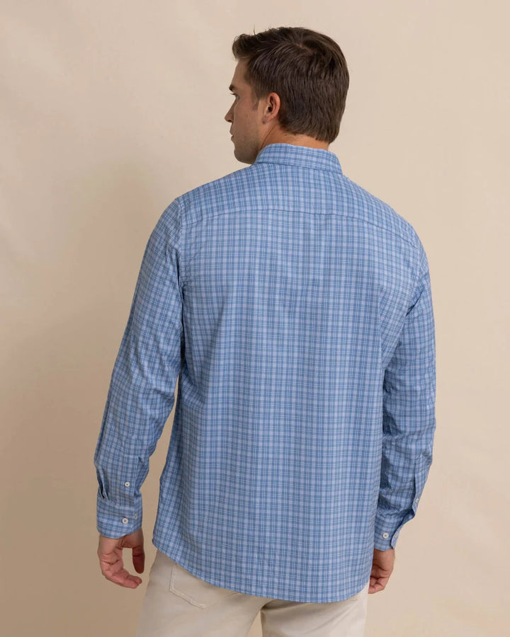 Southern Tide brrr° Intercoastal Pettigru Plaid Long Sleeve Sport Shirt: Coronet Blue