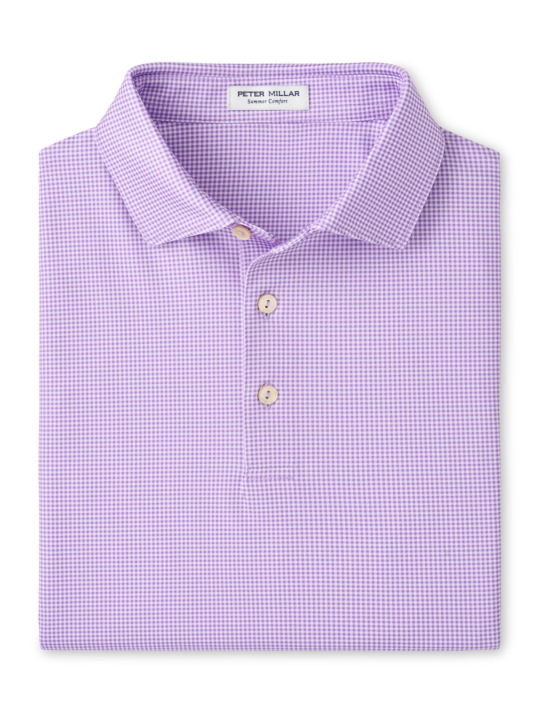 Peter Millar Gingham Performance Jersey Polo: Purple Iris