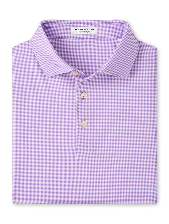 Peter Millar Gingham Performance Jersey Polo: Purple Iris