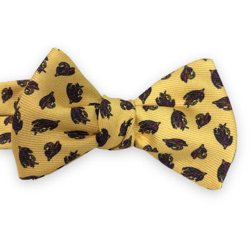 R. Hanauer Yellow Silk Fish Fly Bow Tie