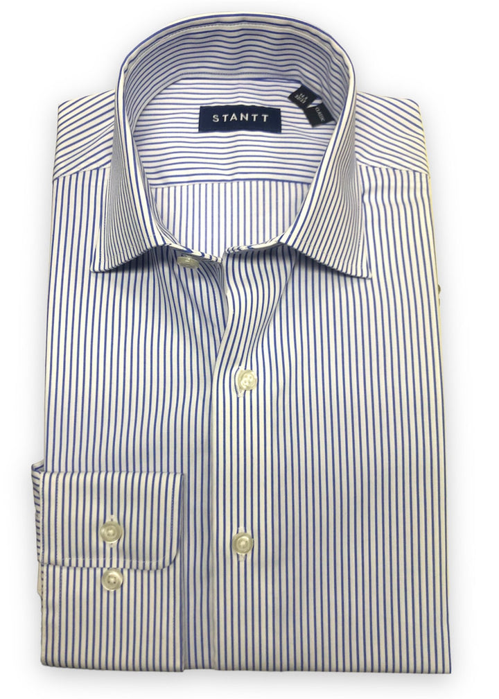 Stantt Wrinkle Resistant Blue Bengal Dress Shirt