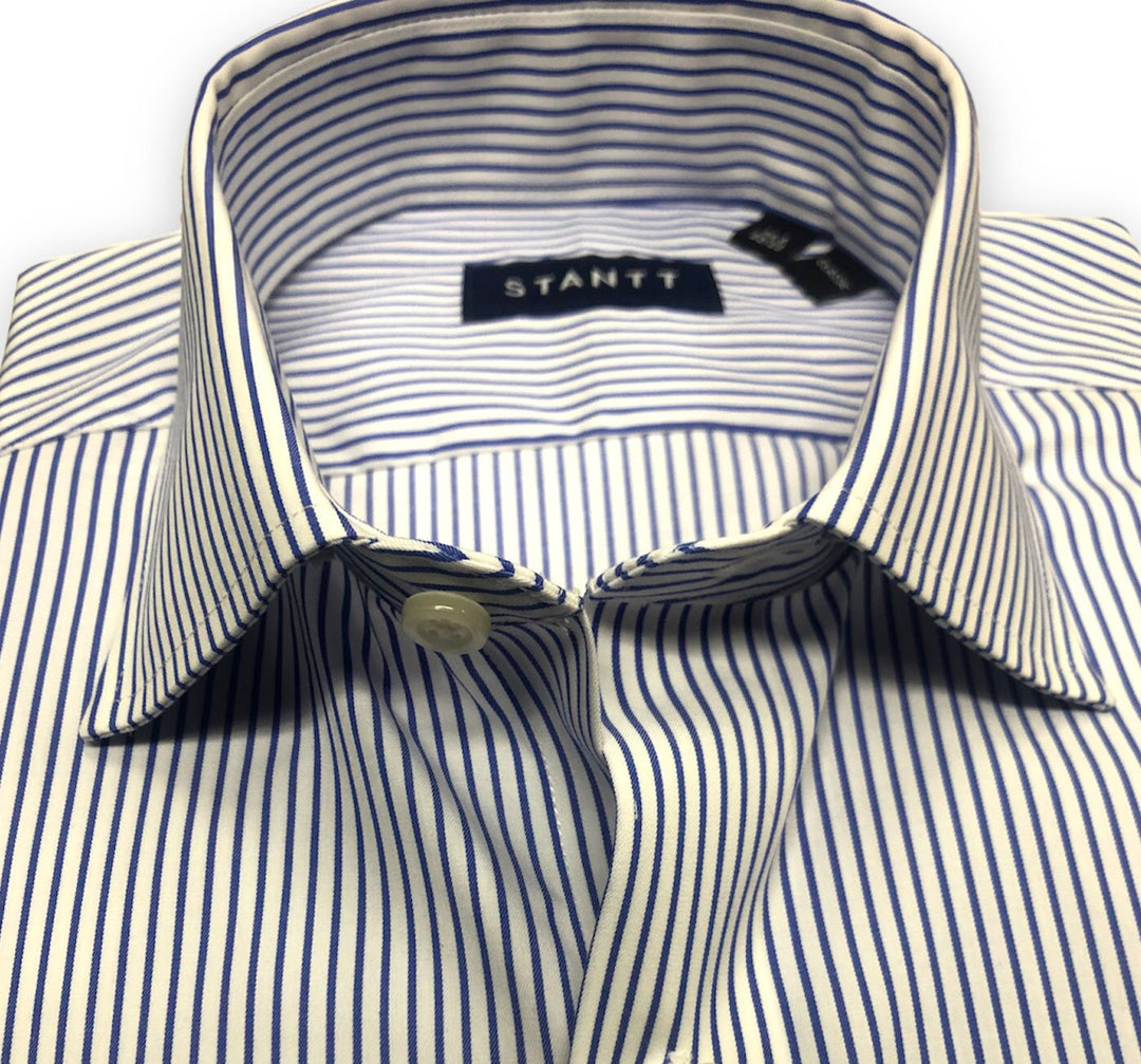 Stantt Wrinkle Resistant Blue Bengal Dress Shirt