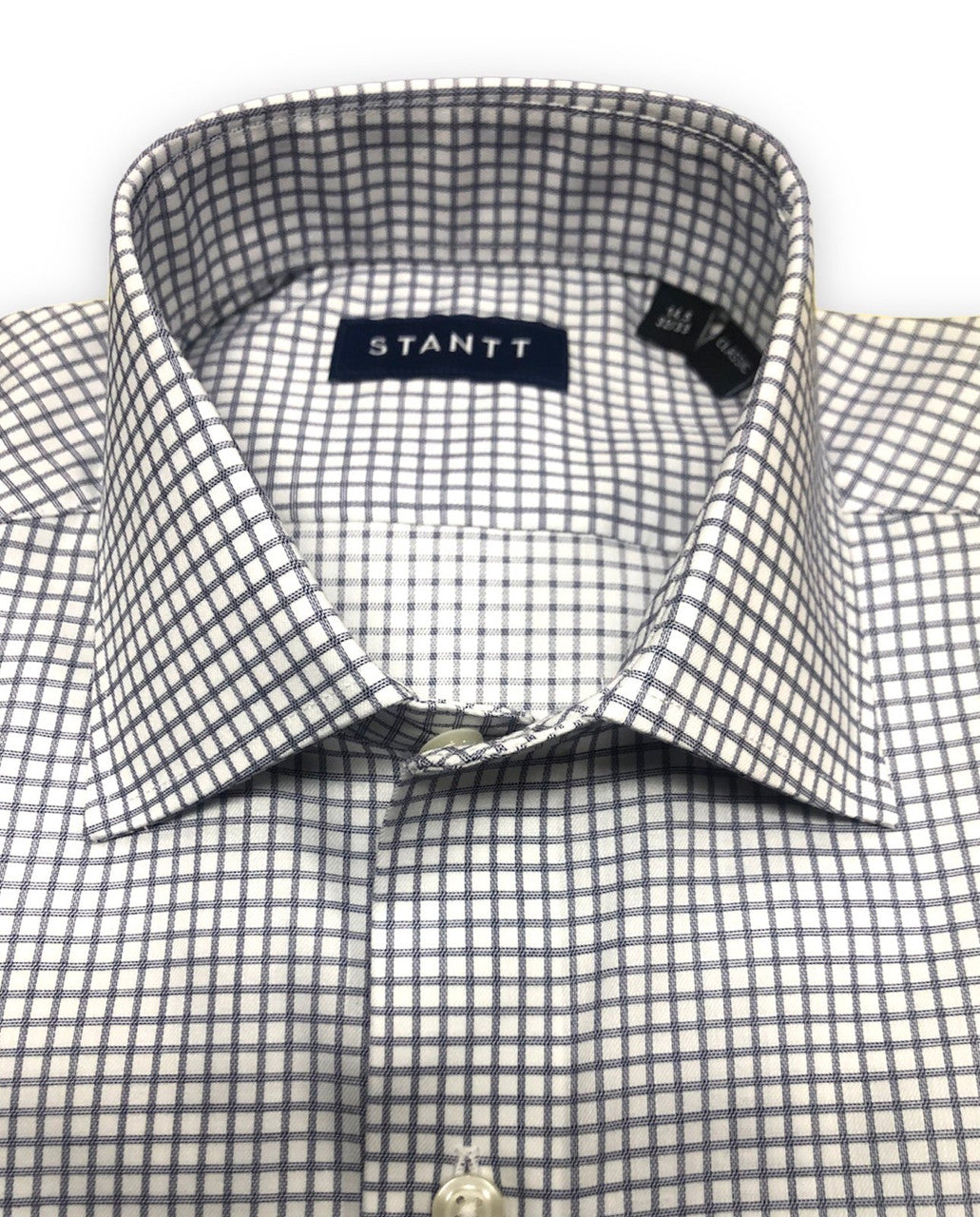 Stantt Navy Grid Check Dress Shirt