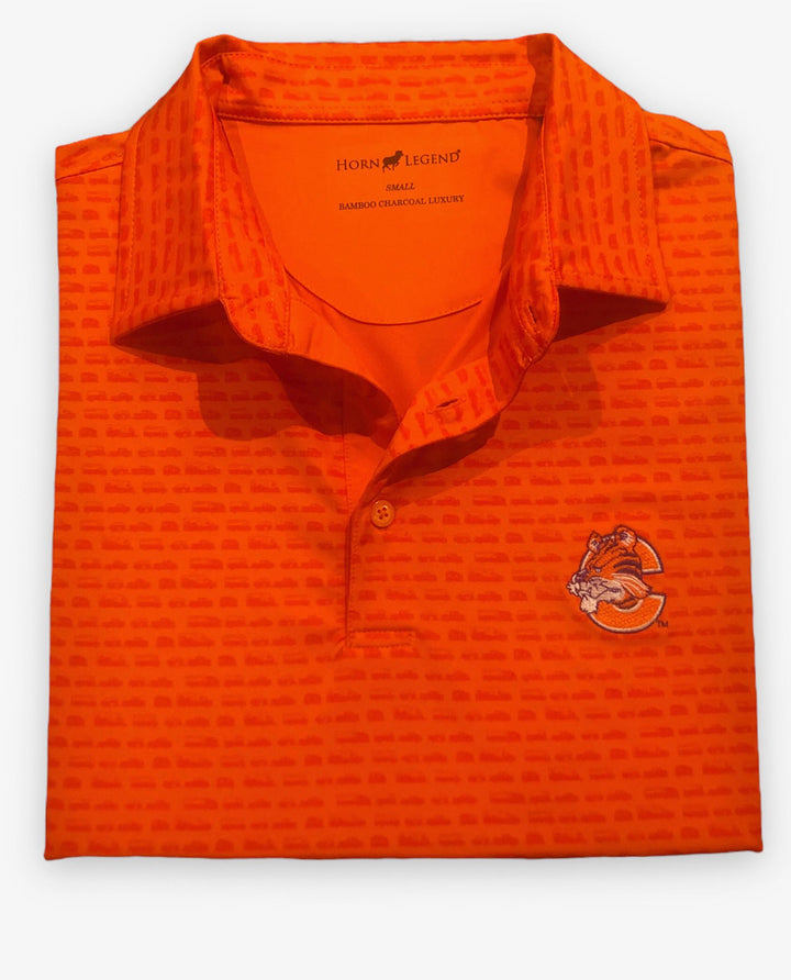 Horn Legend Tailgating Print Clemson Polo: Retro Tiger C