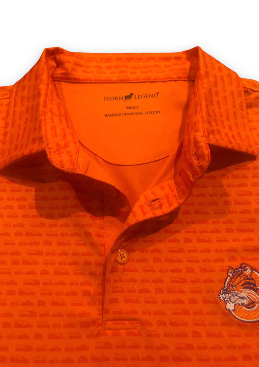 Horn Legend Tailgating Print Clemson Polo: Retro Tiger C