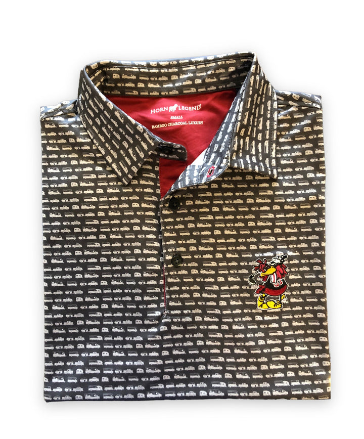 Horn Legend Tailgating Print South Carolina Polo: Swinging Cocky