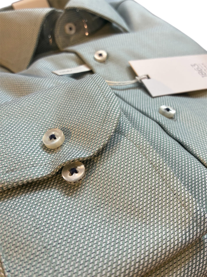 Eterna Modern Fit Structured Twill Modern Fit Kent Collar Dress Shirt: Green