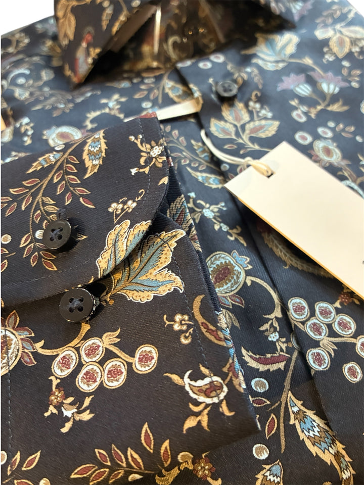Eterna Modern Fit Premium Printed Twill Dress Shirt with Cutaway Collar: Dark Blue