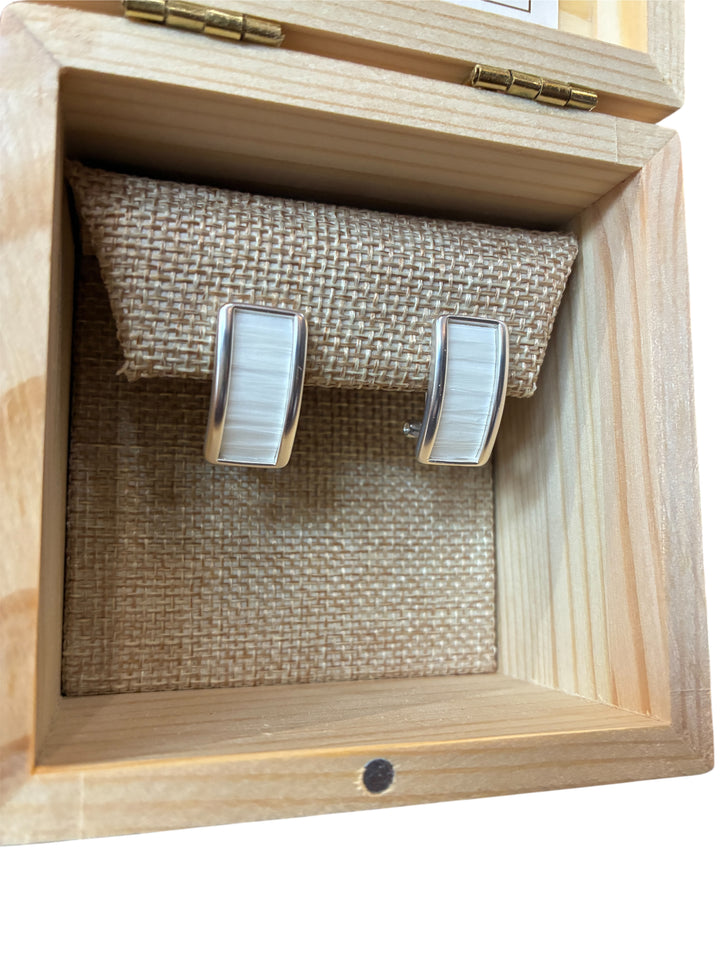 Brackish Rectangle Stud Earring Silver: Smith Town