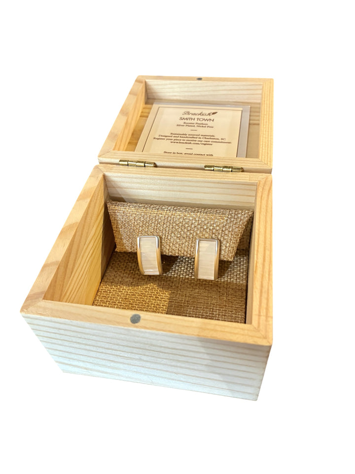 Brackish Rectangle Stud Earring Silver: Smith Town