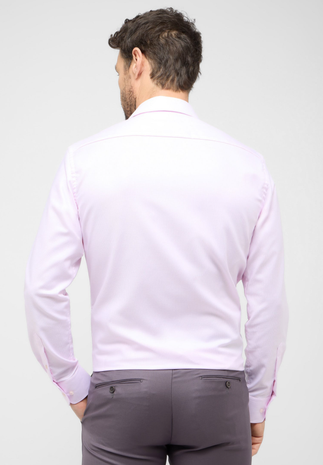 Eterna Slim Fit Structured Twill Cutaway: Pink