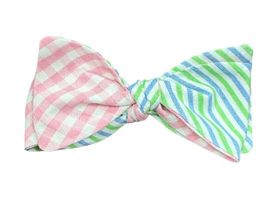 Craig Reagin Pink Gingham/Blue/Green Stripe Bowtie
