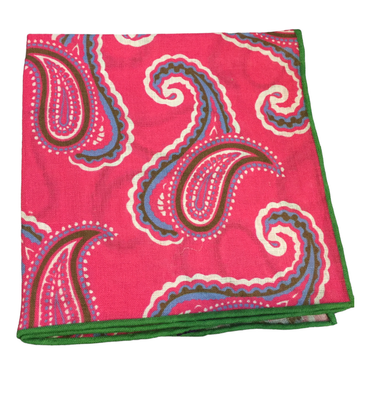 Seaward and Stearn Large Pink Paisley Pocket Square