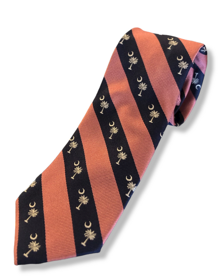 Craig Reagin Palmetto Woven Stripe Tie - Pink/Navy