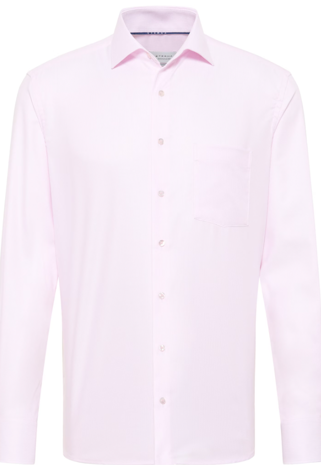 Eterna Slim Fit Structured Twill Cutaway: Pink