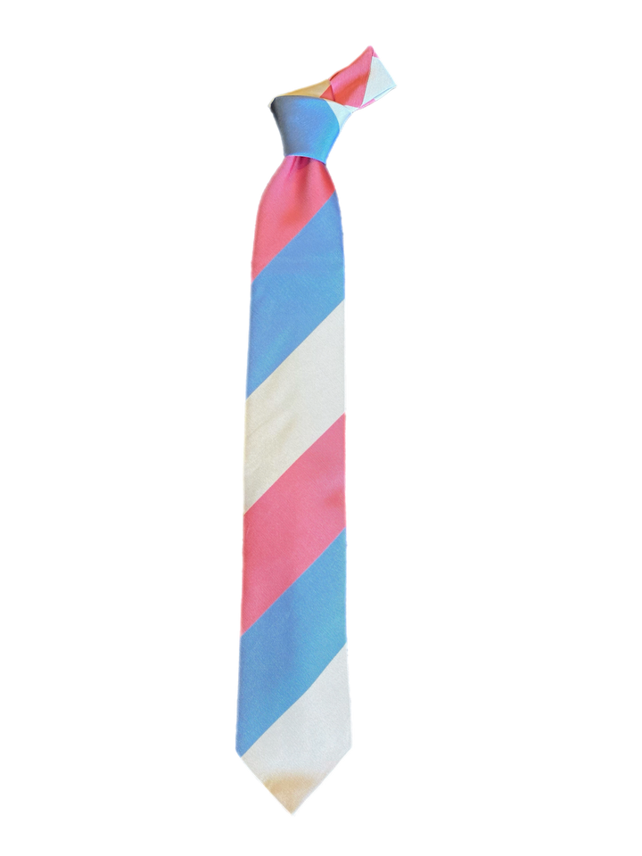 Seaward and Stearn Blue/Pink/White Wide Stripe Tie