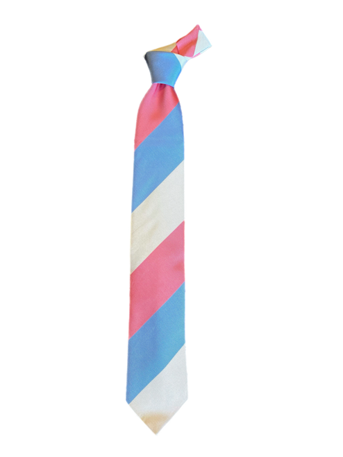 Seaward and Stearn Blue/Pink/White Wide Stripe Tie