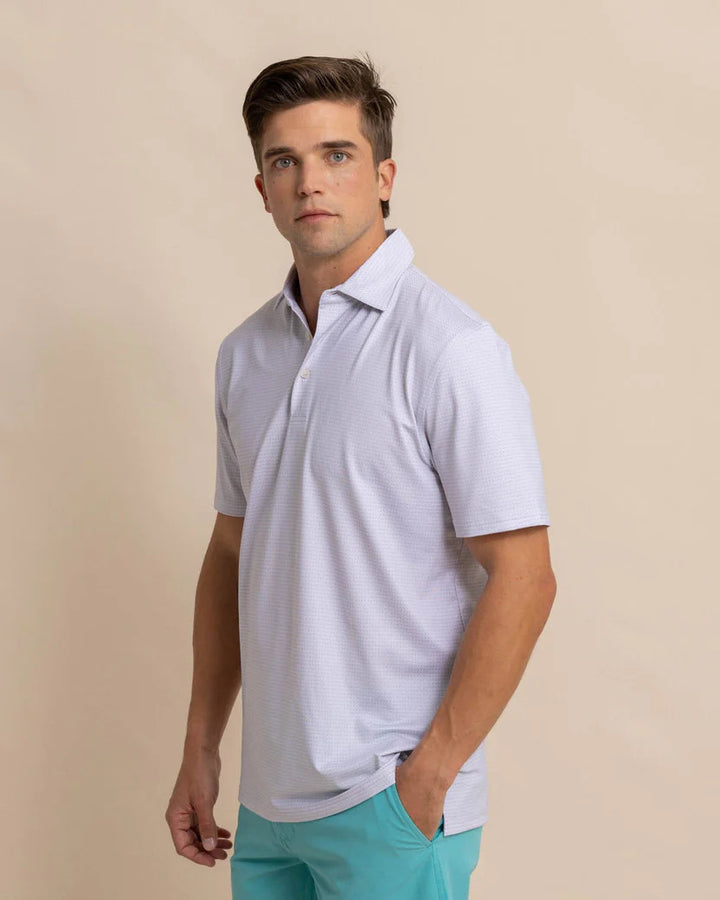 Southern Tide Driver Getting Ziggy With It Printed Polo: Platinum Grey