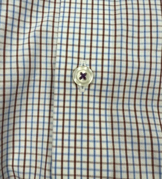 Stantt Wrinkle-Resistant Plum & Light Blue Tattersall Sport Shirt