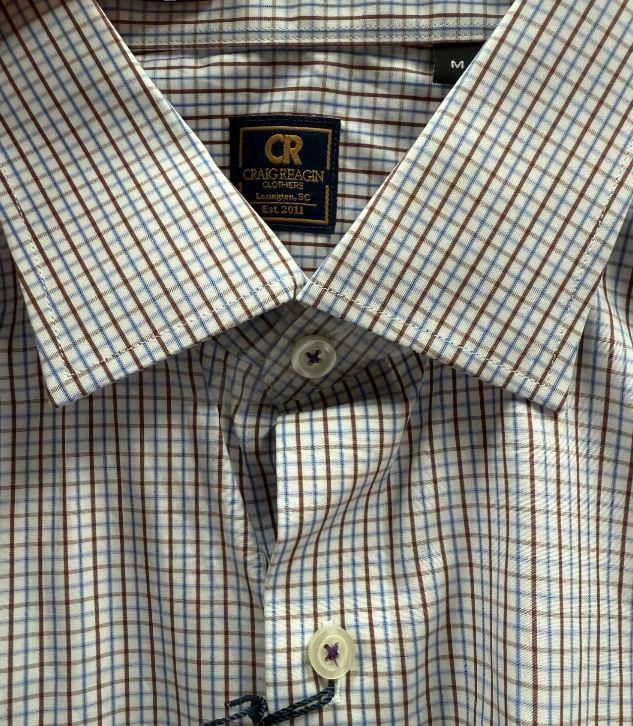 Stantt Wrinkle-Resistant Plum & Light Blue Tattersall Sport Shirt