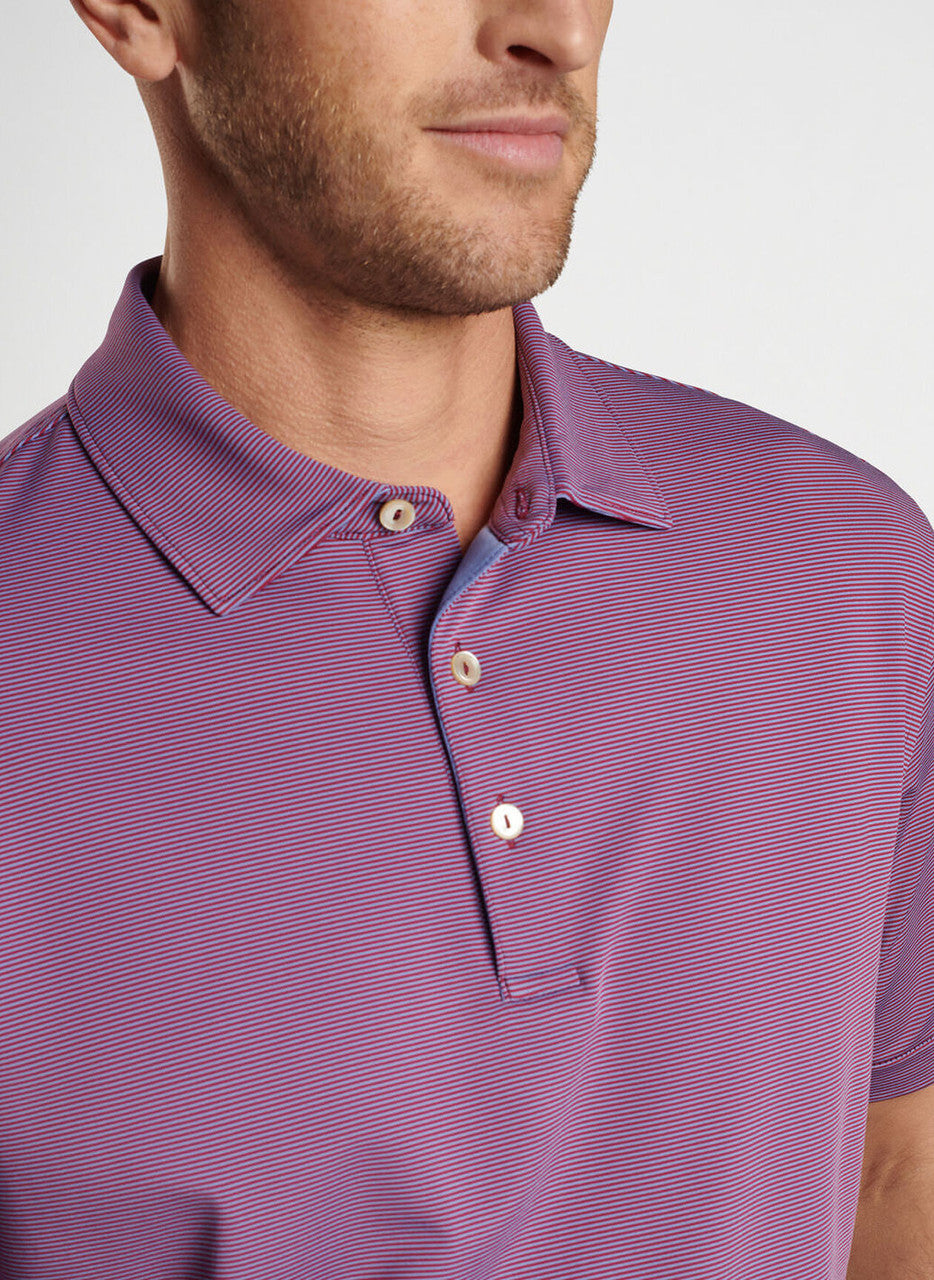 Peter Millar Jubilee Stripe Performance Polo: Pomegranate