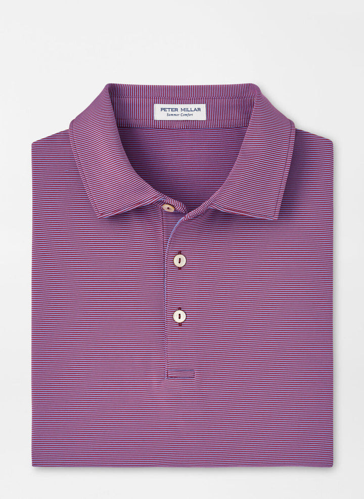 Peter Millar Jubilee Stripe Performance Polo: Pomegranate